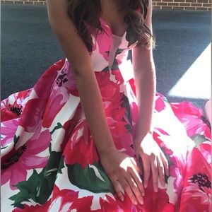 A-line floral floor length gown